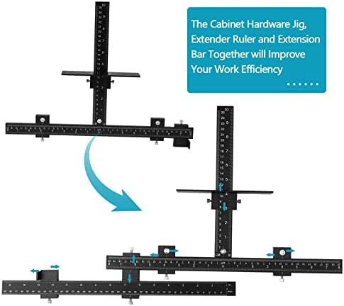 Ferramenta de gabarito de hardware do gabinete do rocomoco com régua estendida, toda a alça de liga de alumínio, gabarito