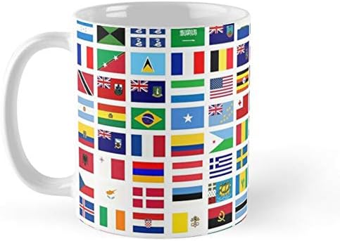 Bandeiras da caneca de café mundial 11 onças e 15 onças de chá de chá de cerâmica