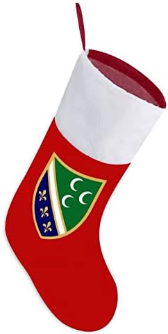 Sandzak Flag Christmas meias de veludo vermelho com bolsa de doces branca Decorações de Natal e acessórios para festas de família