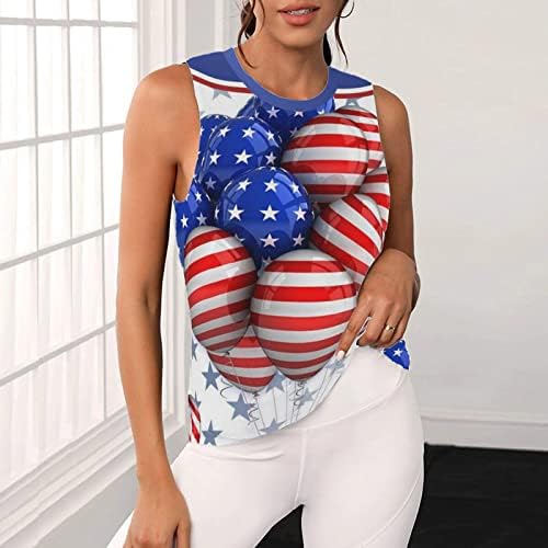 Tanques gráficos Tops Mulheres Summer Summer Tops patrióticos American Flag Prind Camise