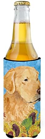 Tesouros de Caroline SS4109MUK Golden Retriever em Summer Flowers Ultra Hugger para latas finas, lata de manga mais fria