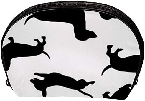 Saco de maquiagem pequeno, organizador cosmético da bolsa com zíper para mulheres e meninas, Dachshund adorável animal de estimação