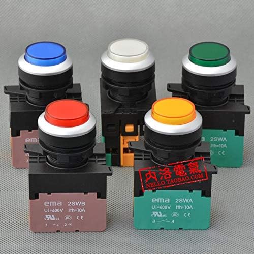 [SA] Importa EMA 22mm Illuminated Button Switch E2*. A/M Auto-bloqueio/redefinição DC6V/12V/24V/AC110/220V 1NO/1NC-10P-