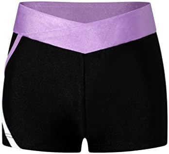 Mufeng Kids Girls Color Contrast Dance Running Treinamento Shorts de Caja baixa elástico Ginástica Esportes de dança de dança