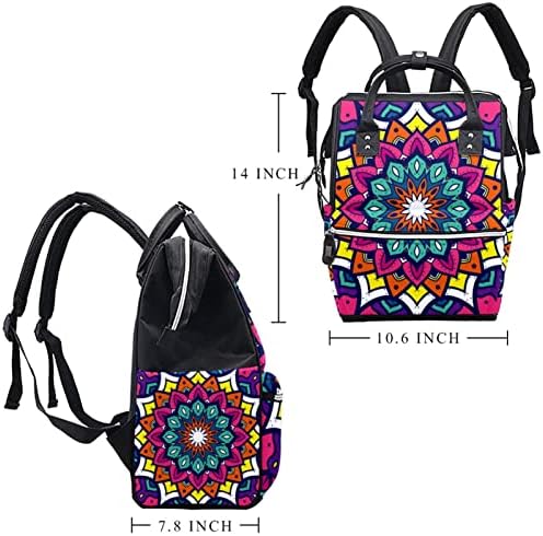 Mandala estilo indiano Backpack de fraldas coloridas Backpack Baby Nappy Sacos Multi Função Bolsa de Viagem de Grande Capacidade