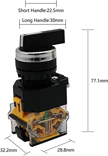 Bholsa 22mm seletor botão de botão rotativo trava momentânea 2NO 1NO1NC 2 3 Posição DPST 10A 400V Power Switch On/Off