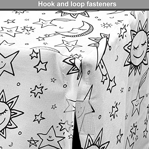 Capa lunarável ao sol e ao cão da lua, ilustração do horizonte do estilo doodle com estrelas para dormir corpos