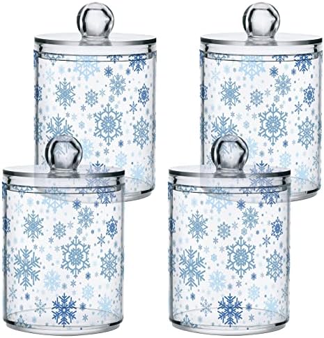 Alaza 2 Pack QTIP Dispensador de suporte de neve azul claro Bathflakes Organizador de banheiros para bolas de algodão/swabs/almofadas/fio