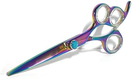 Shear Fanatic Pro Série Rainbow Titanium 3 buracos, tesoura profissional de cabelo, os furos duplos permitem o posicionamento