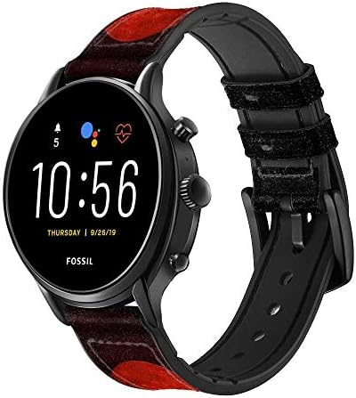 CA0525 Lobo uivando Lua vermelha Lua de relógio inteligente Band Strap para Fossil Hybrid Smartwatch Nate, Latitude Hybrid HR, Tamanho