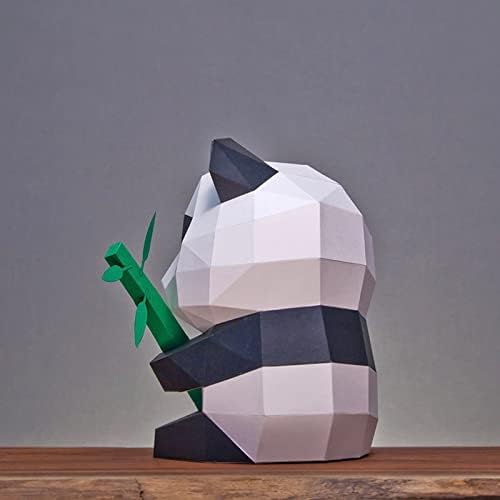 Wll-DP Panda segurando o modelo de papel de bambu, modelo geométrico de origami quebra