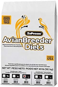 Produtos nutricionais premium Zupreem Avianbreeder papagaio e conducer sabor frutblend, 40 lb