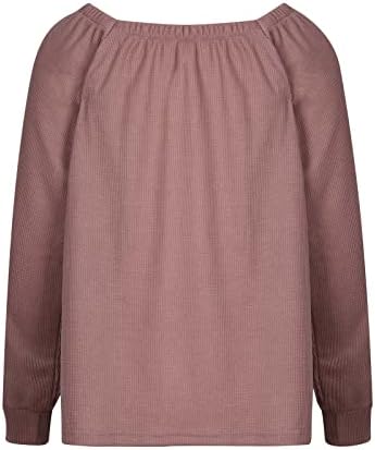 Tops de suéter de malha para mulheres quadradas de pescoço solto túnicas de outono de manga comprida fora do ombro Casual Dolman