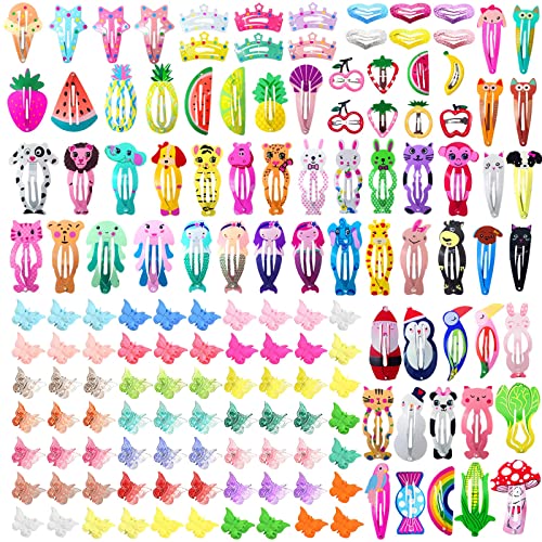 Clipes para cabelos, funtopia 80 pcs clipes de cabelo meninas 72 pcs clipes de cabelo de borboleta para meninas garotos mulheres fofas