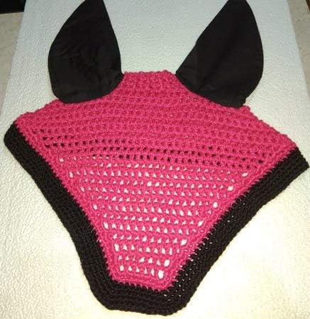 A C Ear Net Crochet Crochet Véu Equestre Papão de mosca/véu/máscara Tamanho padrão