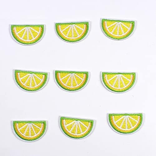 Yame 10pcs ferro em bordados limão manchas de frutas adesivos de tecido apliques distintivo de roupas