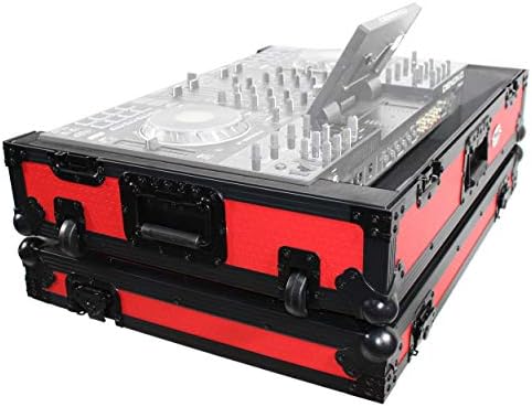 Prox Flight Case Compatível com Sistema de DJ autônomo Denon Prime 4 com rodas - Black on Red Design - XS -Prime4 WRB