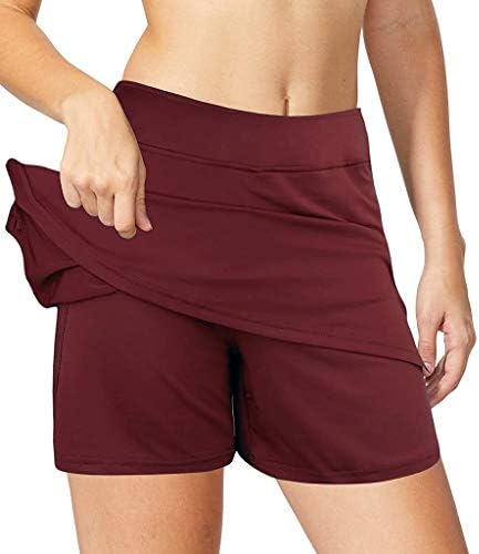 GDJGTA Feminina Athletic Streated Pleated Skort Saias de tênis com shorts e bolsos para executar esportes de treino de golfe de tênis