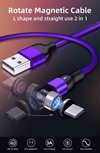 Salbicam USB CABELEGER CABELO- CABO MAGNÉTICO DE CARGA- 3 PACK- CARGA com facilidade: Cabo de carregamento magnético com compatibilidade