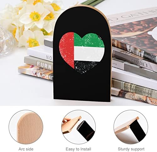 Emirados árabes unidos bandeira de coração retrô não esquili os suportes de madeira para pesos para mochila de livros pesados