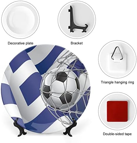 Objetivo do futebol e bandeira da Grécia Placas decorativas de china de ossos porcelana com ornamentos pendurados