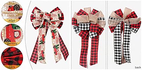 Fdy meus 3 pacotes de christmas Tree Topper Bow Red Buffalo Buffalo Grinalh Ribbon Ribbon para ornamentos de Natal Decoração