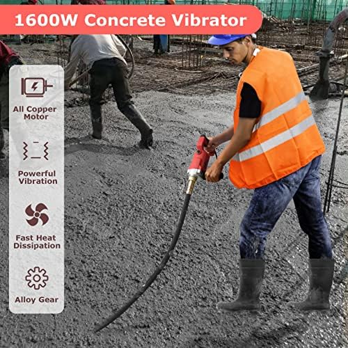 Seeutek concreto vibrador manualmente retido vibradores de concreto de potência de 1600w com haste de eixo de 6,6