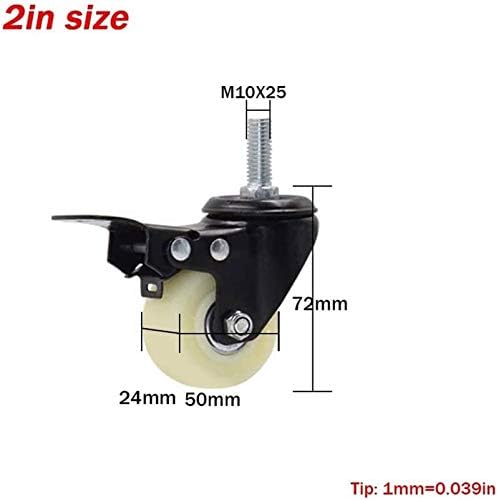 Xzgden Superior rodízios para mover móveis giratórios de 2 Rodas de borracha Base de borracha com placa superior e rolamento