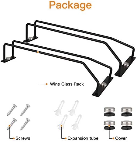 Rack de vidro de vidro trilho único de 10,8 polegadas de comprimento sob armário de armário, hanger de vidro de vidro