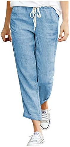 Calça de tamanho grande asas elásticas calças de cordão da cintura Casual Casual Casual Algodão Plus Size calças Daren