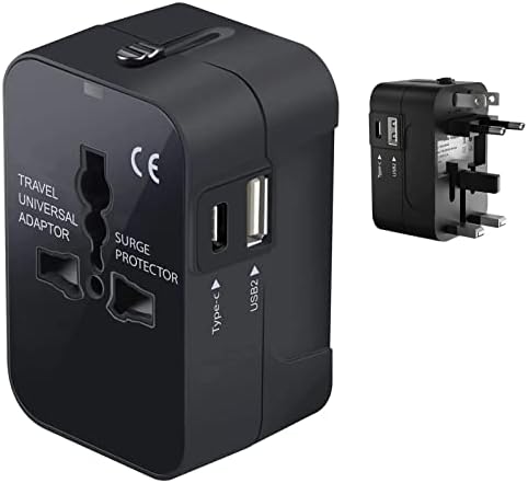 Viagem USB Plus International Power Adapter Compatível com Philips Xenium X598 para poder mundial para 3 dispositivos USB TypeC, USB-A