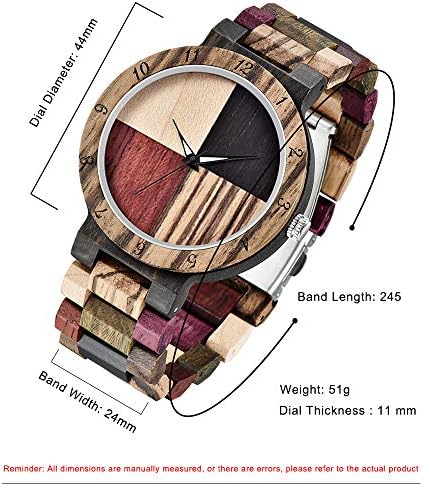 Tiong Brand Wooden observa masculino com madeira colorida de bambu colorida assistir date analógico quartzo de madeira assistir