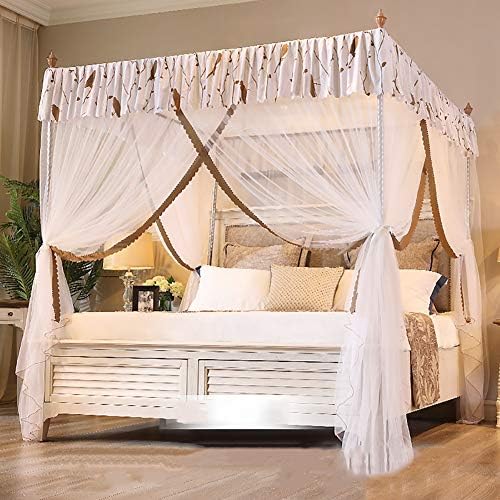 ASDFGH CRYPTION Landing Princess Bed Canopy, estilo europeu de 4 cantos post pós-cama cortinas de canopi cenas redes