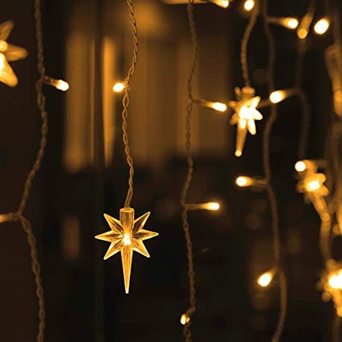 Twinkle Star ICICLELLINDS, Luz de Natal ao ar livre 150 Luzes de cortina de arame brancas 30 gotas, decoração interna de festa