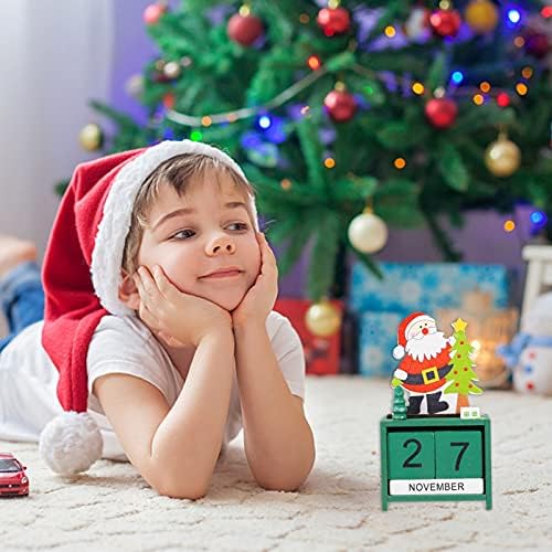 Veemoon Centerpipe Decorações de mesa de natal contagem regressiva calendário madeira Papai Noel