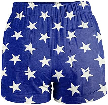 Ruiruilico, 4 de julho, shorts americanos para mulheres vintage 2023 verão casual short shorts elásticos de cintura elástica