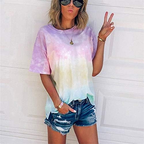 Mulheres Summer TIY Dye Tshirt Tops Casual Trendy Loose Fit Tunic Tee Ladies Sexy Manga curta Crewneck Blouse Blouse