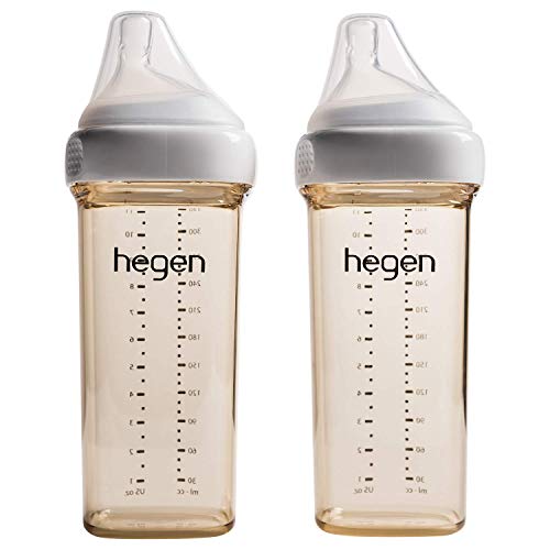 Garrajas de bebê de hegen- mamadeiras de bebê anti-cólica Wide Neck- Sistema de amamentação 11 oz com tetas de fluxo rápido