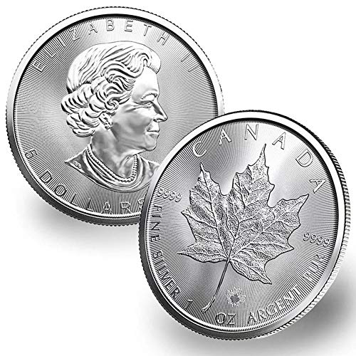 CA 1988 - Lotes atuais de 1 oz de prata canadense Maple Leaf Coins Brilliant Uncirculated com nossos certificados de autenticidade
