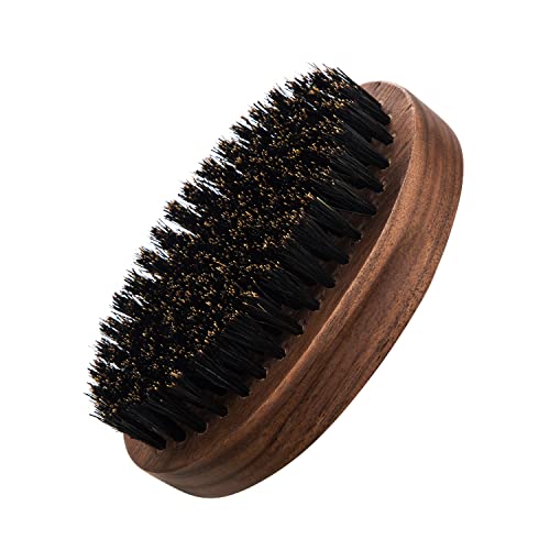 Greenth Pro Walnut Wood Barba Brush - escova de cerdas de javali para homens - Ferramenta de manobra de barba de estilo militar