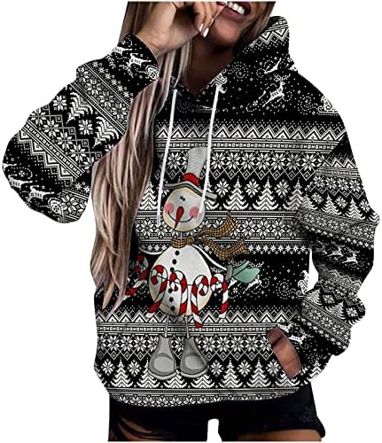 Narhbrg Christmas Feio Hoodies para mulheres, garotas adolescentes foficas impressão gráfica Tops Pullover Holiday Sweetshirt