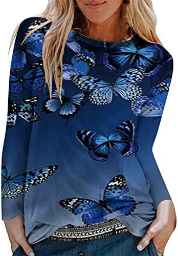 Tops de manga longa para mulheres, colheita casual de manga comprida de manga comprida blusa de camisa solta blusa