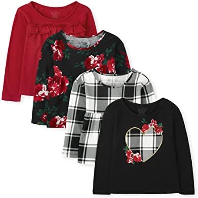 The Children's Place Baby 4 pack e criança meninas de manga comprida camisa de moda 4-pacote