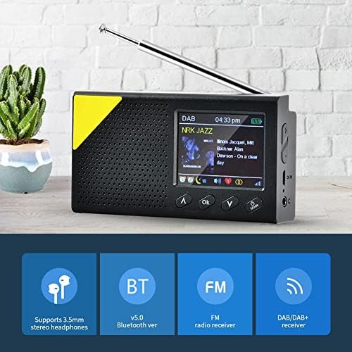 CXDTBH PORTABLE-5.0 Rádio Digital DAB/DAB + e FM Receptor Home usando saída de estéreo LCD de 2,4 polegadas LCD