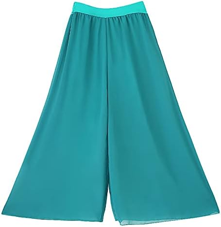 Angcoco Women's Chinese Tradicional Dança Loue Fit Fit Wide Mesh Calças