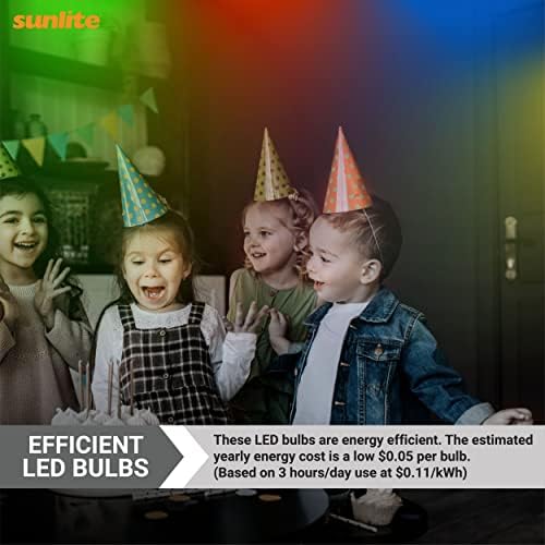 Sunlite 80702 LED C7 Lâmpada decorativa de férias, 0,4 watts, base de candelabra E12, luzes de Natal facetadas; Luz noturna,