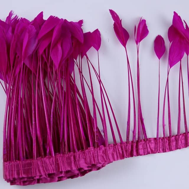 Zamihalaa - 2 jardas de penas de ganso rosa de ganso aparar 6-8 polegadas de roupas de roupa de bricolage para festas de casamento