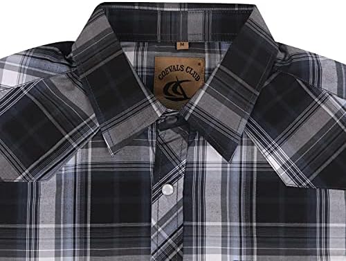 Coevals Club Men's Western Pearl Snap Button Up Cowboy Casual Manga longa Duas bolsas de trabalho