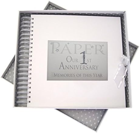 Cards de algodão branco Memórias do 1º aniversário do artigo deste ano, Card & Memory Book, Glitter & Words, Wood, 27x30x4 cm