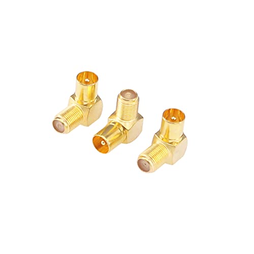 Rfaha 3pcs Coaxial TV Aerial Connector Male para F Feminino Tipo Feminino 90 ° Gold Socket Adaptador Coaxial RF